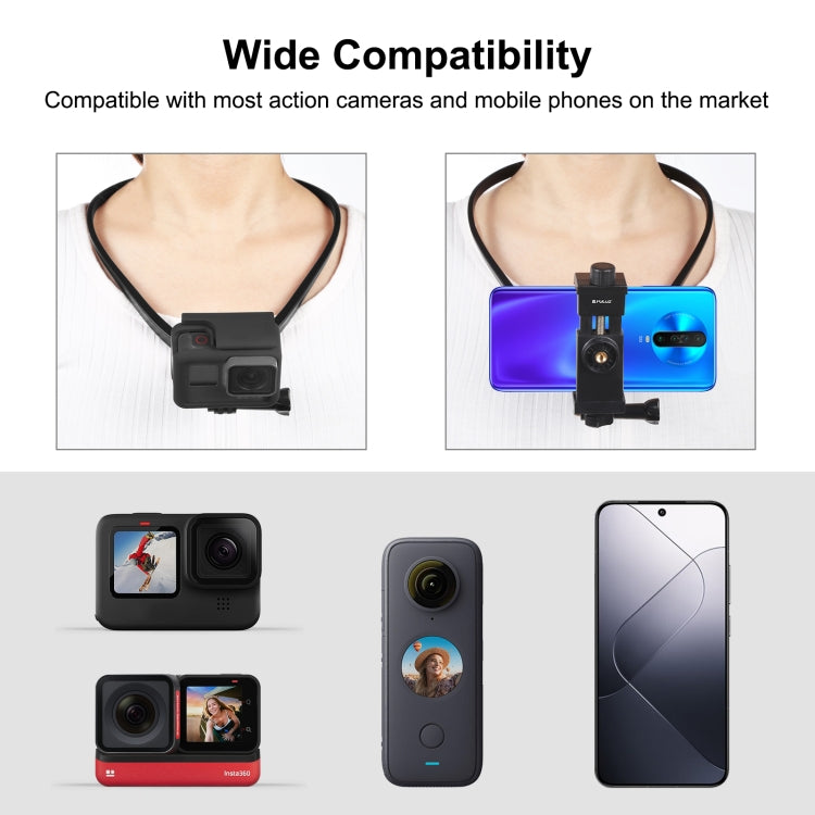 Soporte de cuello ajustable PULUZ Lazy para teléfonos inteligentes con cámara de acción GoPro