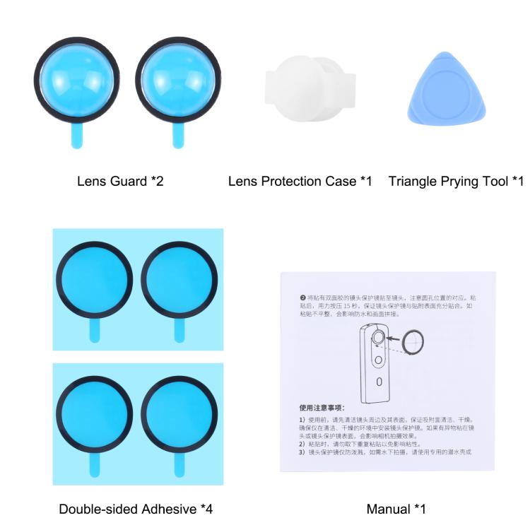 Kits de cubierta protectora de PC con protector de lente PULUZ para Ricoh Theta SC2 / S / V