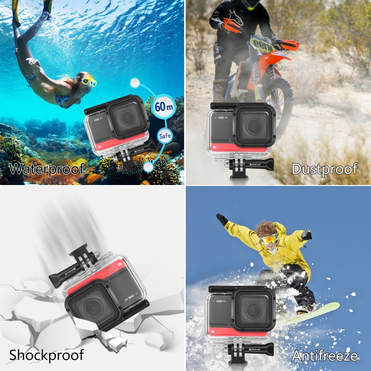 PULUZ 60m Estuche de buceo de profundidad subacuática Carcasa de cámara impermeable para Insta360 One RS 4K Edition, For Insta360 One RS 4K Edition Diving Case