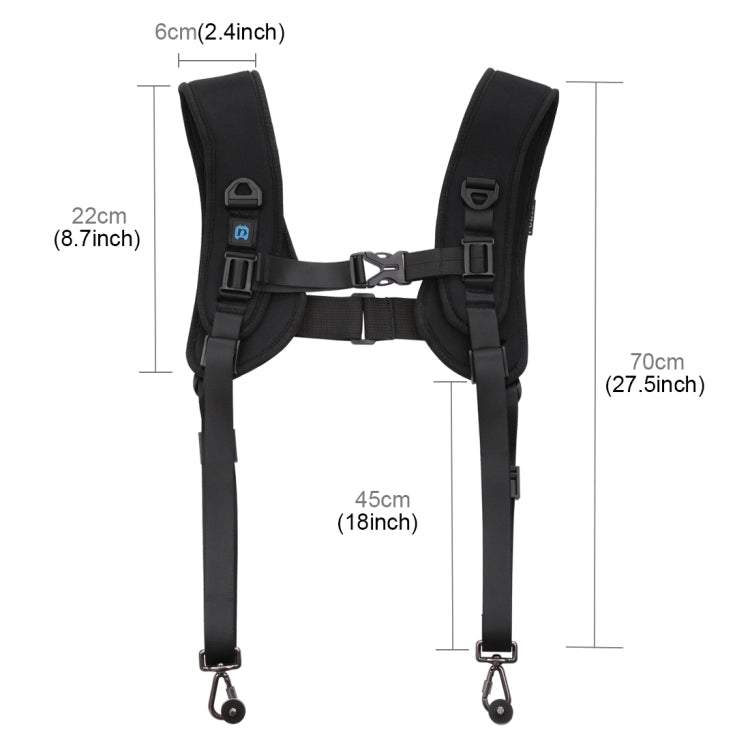 PULUZ Arnés para hombros dobles de liberación rápida Correa de espuma de descompresión con almohadilla suave para cámaras digitales DSLR, Double Shoulder(AE), Double Shoulder
