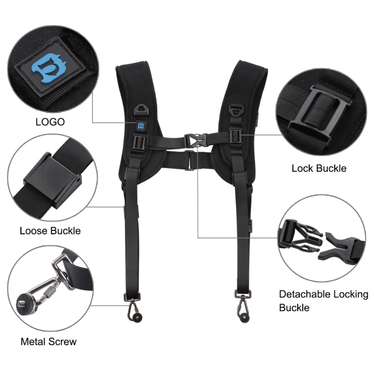 PULUZ Arnés para hombros dobles de liberación rápida Correa de espuma de descompresión con almohadilla suave para cámaras digitales DSLR, Double Shoulder(AE), Double Shoulder