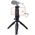 Soporte de trípode de plástico para escritorio PULUZ con abrazadera para teléfono y cabezal de trípode ajustable para teléfonos inteligentes, Plastic Tripod+Adjusting Head