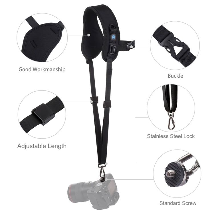 PULUZ Correa de cámara curvada transpirable de nailon con almohadilla suave antideslizante de liberación rápida con gancho de metal para cámaras SLR / DSLR, Curved Strap
