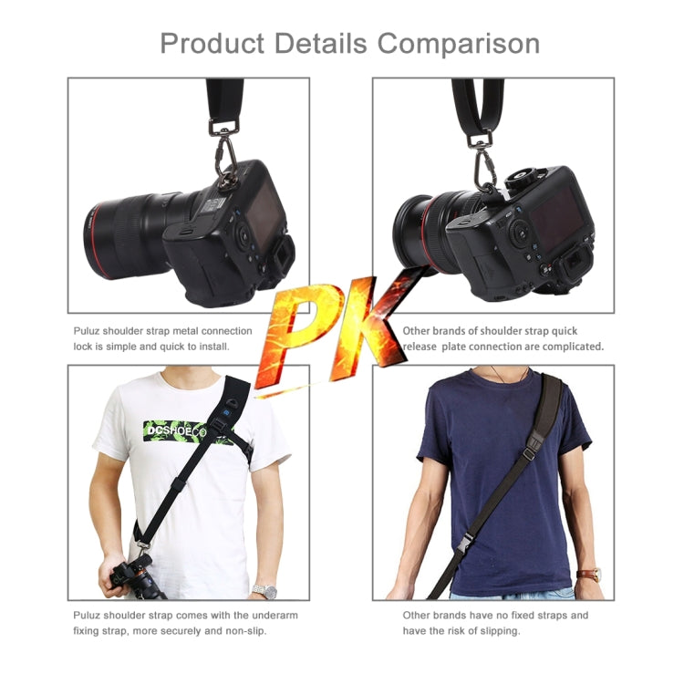 PULUZ Correa de cámara curvada transpirable de nailon con almohadilla suave antideslizante de liberación rápida con gancho de metal para cámaras SLR / DSLR, Curved Strap