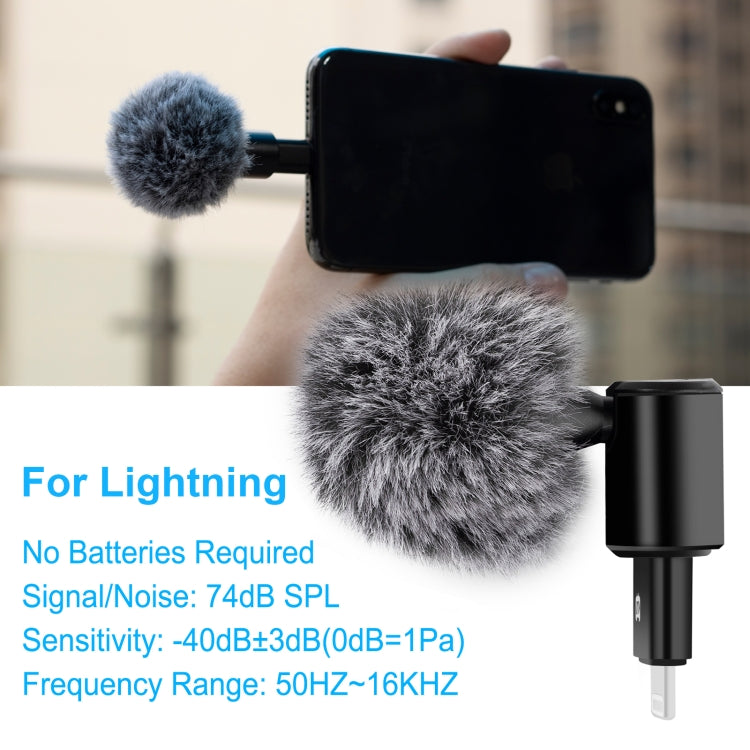 Micrófono ajustable de condensador omnidireccional para teléfono móvil con conector PULUZ de 8 pines, 8 Pin Phone Microphone
