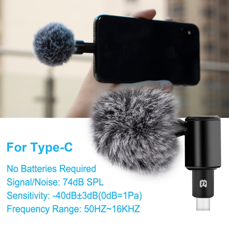 PULUZ Micrófono ajustable de condensador omnidireccional para teléfono móvil con conector USB-C / Type-C, no para teléfonos de la serie Samsung, Type-C Phone Microphone