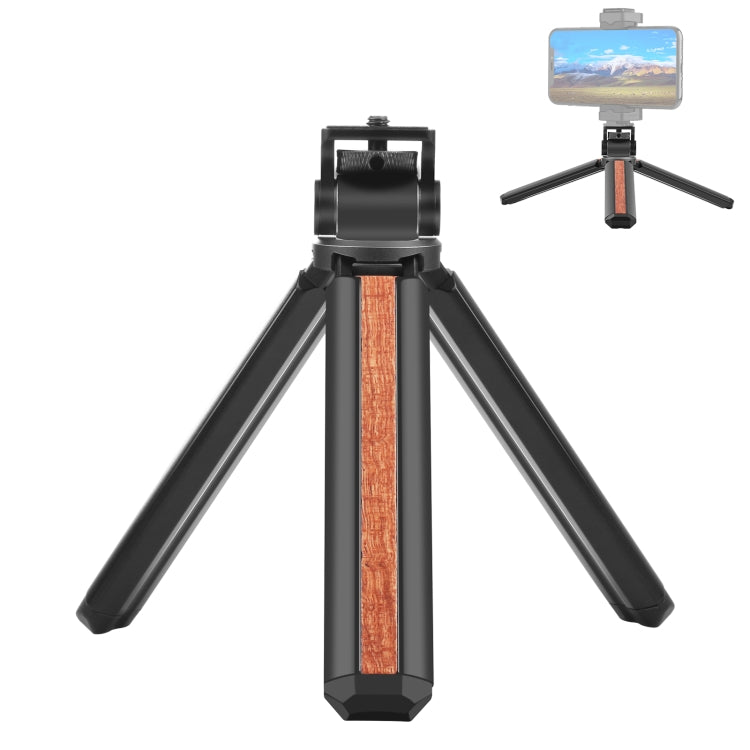 Soporte de trípode en vivo para Vlogging de escritorio de madera con incrustaciones PULUZ con cabezal de trípode, Inlaid Wood Tripod with Tripod Head