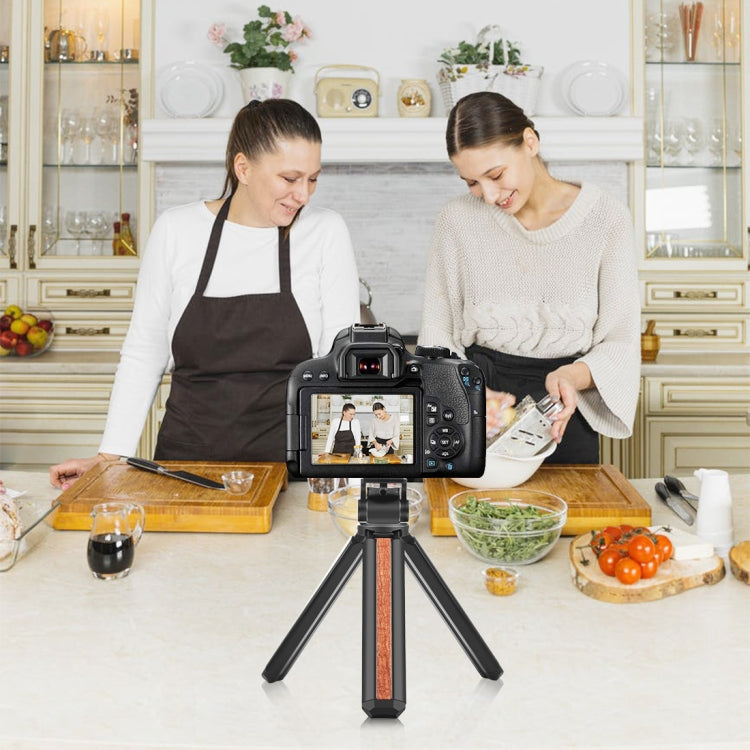 Soporte de trípode en vivo para Vlogging de escritorio de madera con incrustaciones PULUZ con cabezal de trípode, Inlaid Wood Tripod with Tripod Head