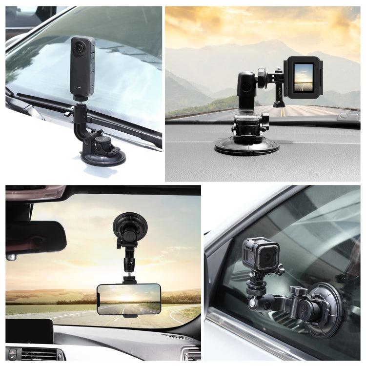 Soporte de ventosa para coche PULUZ con abrazadera para teléfono/tornillo/adaptador de trípode, Phone Car Suction Cup