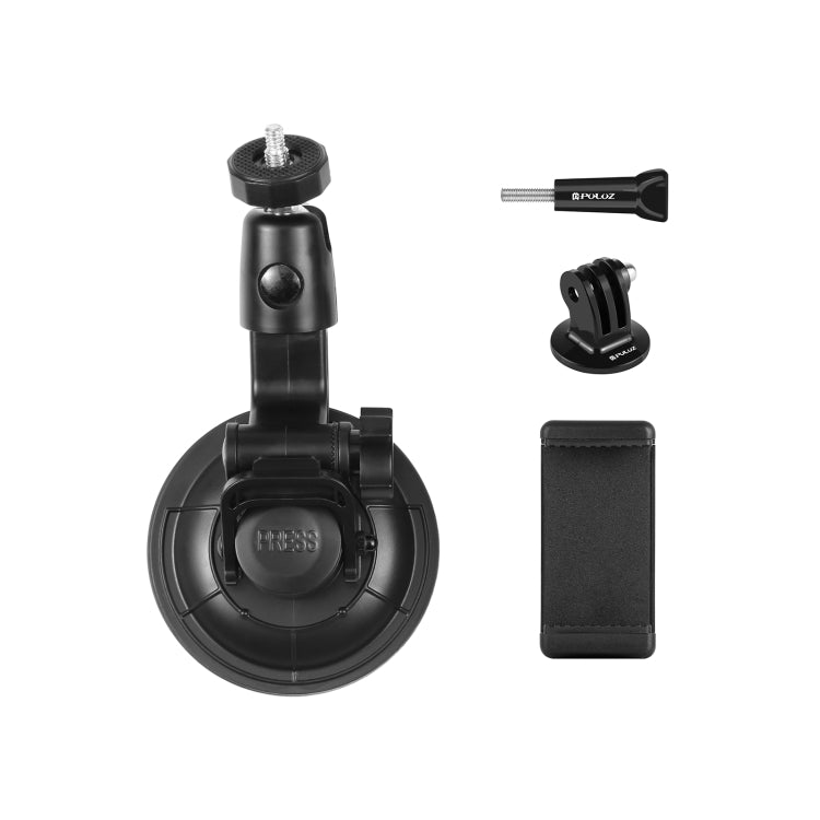 Soporte de ventosa para coche PULUZ con abrazadera para teléfono/tornillo/adaptador de trípode, Phone Car Suction Cup