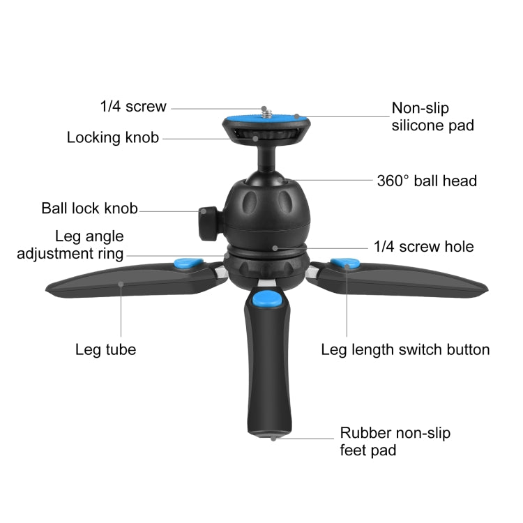 PULUZ Mini VLOG Live Stabilizer Stand Tripod con abrazadera de teléfono para teléfonos inteligentes, Mini VLOG Live Stabilizer (Black), Mini VLOG Live Stabilizer(Blue), Mini VLOG Live Stabilizer(Red)