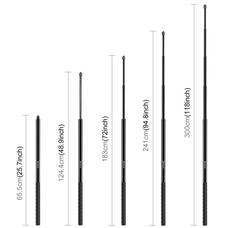 PULUZ 3m Metal Selfie Stick Monopie para Insta360 One RS / X2 / X3, 3m Monopod