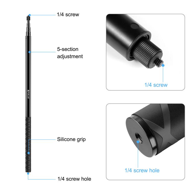 PULUZ 3m Metal Selfie Stick Monopie para Insta360 One RS / X2 / X3, 3m Monopod