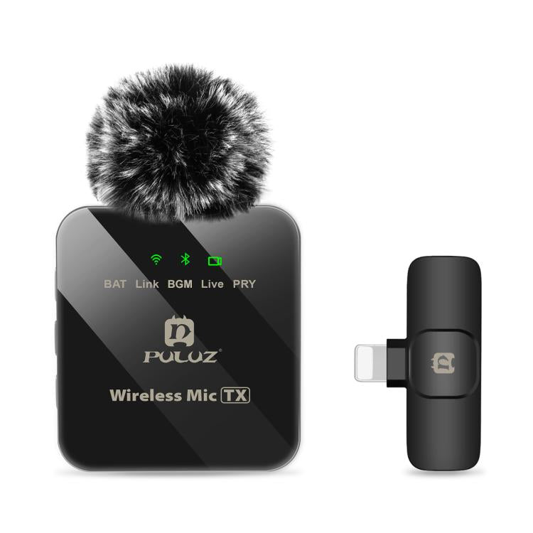 Micrófono Lavalier inalámbrico PULUZ para iPhone / iPad, receptor de 8 pines, 8-Pin 1 TX + 1 RX