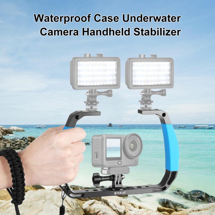 PULUZ Mangos de silicona dobles Equipo de buceo submarino de aleación de aluminio para GoPro, otras cámaras de acción y teléfonos inteligentes, For Action Cameras and Smartphones