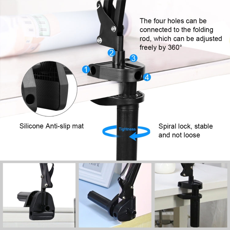 Soporte de brazo articulado de escritorio PULUZ Live Broadcast con abrazadera para tableta, Tablet Clamp