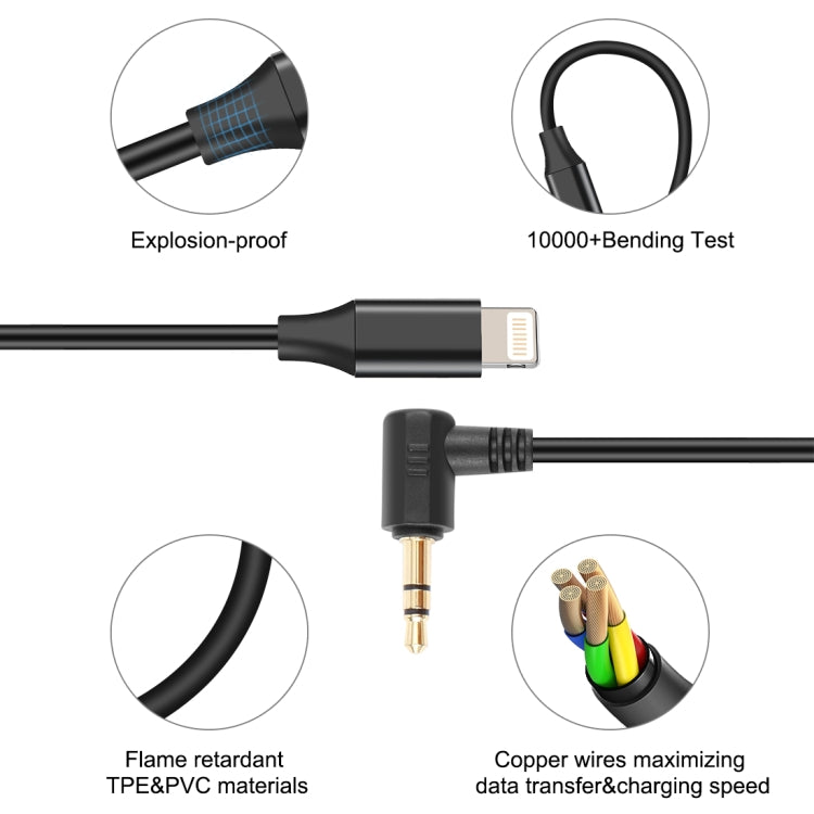 PULUZ Cable adaptador de audio para micrófono en vivo TRS macho a macho de 8 pines de 3,5 mm para PU3153 / PU3154, 3.5mm to 8 Pin