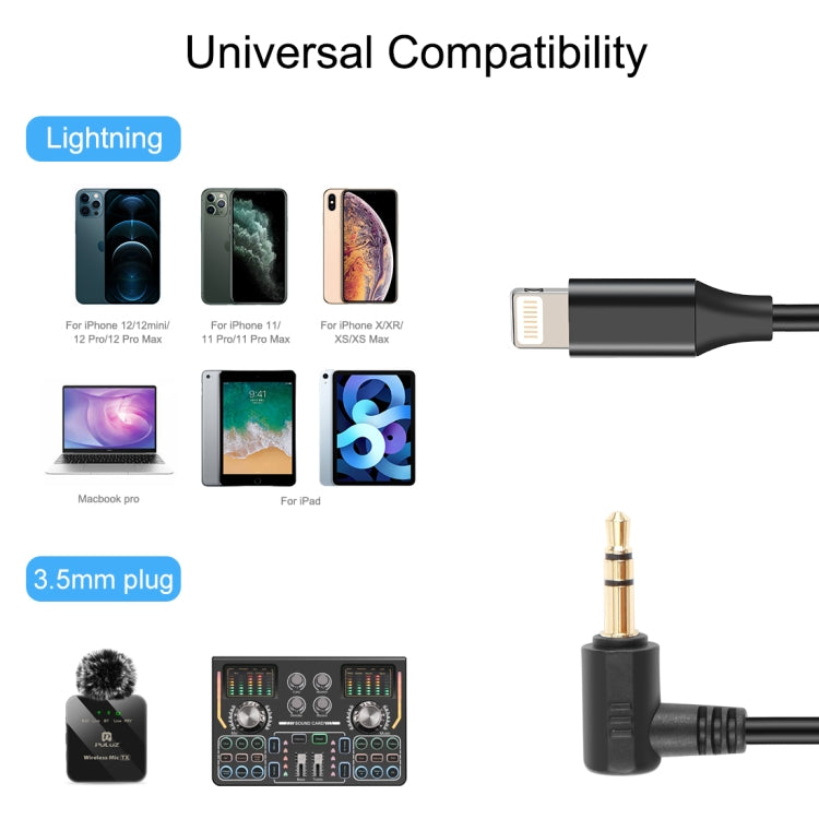 PULUZ Cable adaptador de audio para micrófono en vivo TRS macho a macho de 8 pines de 3,5 mm para PU3153 / PU3154, 3.5mm to 8 Pin