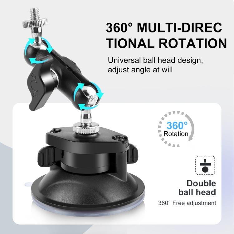 Soporte de ventosa con brazo mágico mejorado PULUZ de 1/4 de pulgada, Upgraded 1/4 inch Suction Cup Mount