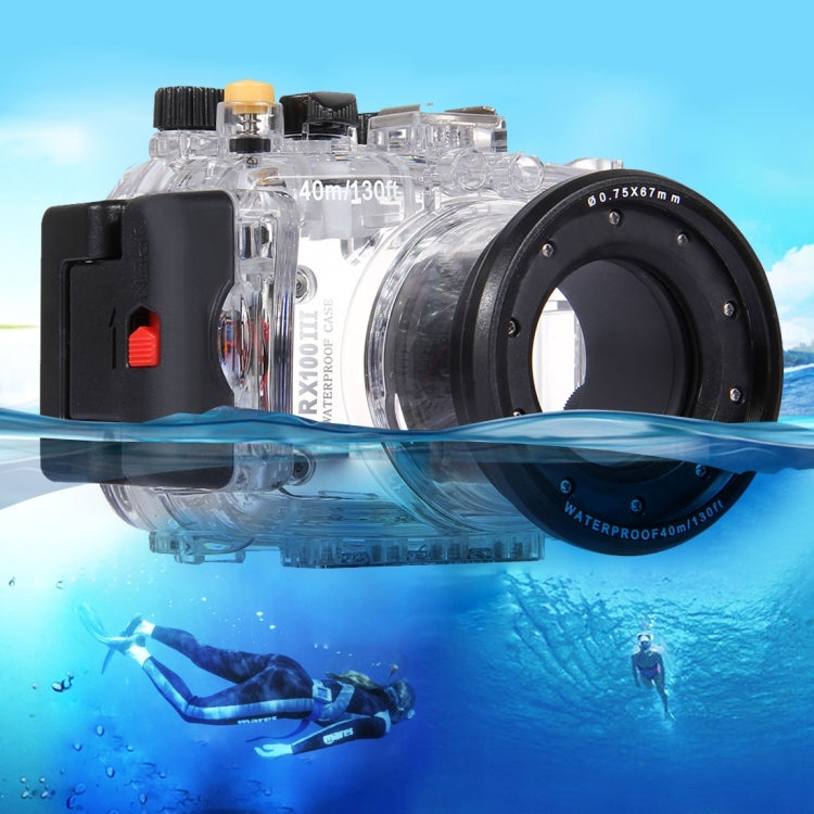 PULUZ 40m Estuche de buceo de profundidad subacuática Carcasa de cámara impermeable para Sony RX100 III, For RX100 III