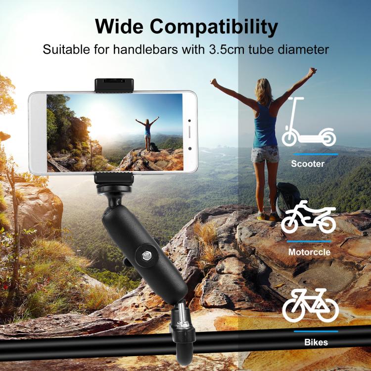 Soporte de base con perno en U de montaje fijo para manillar de motocicleta PULUZ para GoPro y otras cámaras de acción, Handlebar Mount