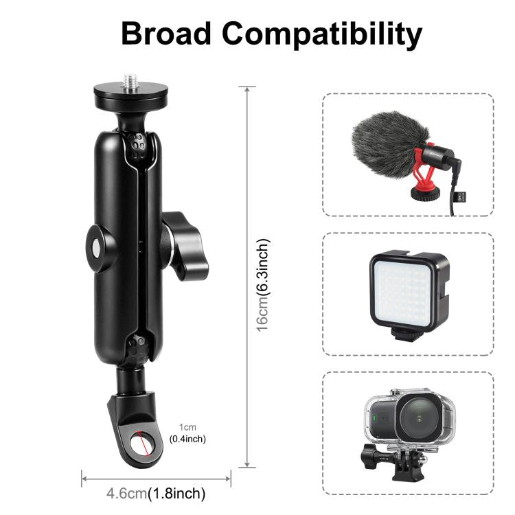 Soporte para motocicleta PULUZ, Base de espejo con orificio, montaje fijo para GoPro y otras cámaras de acción, Mirror Base Hole Mount