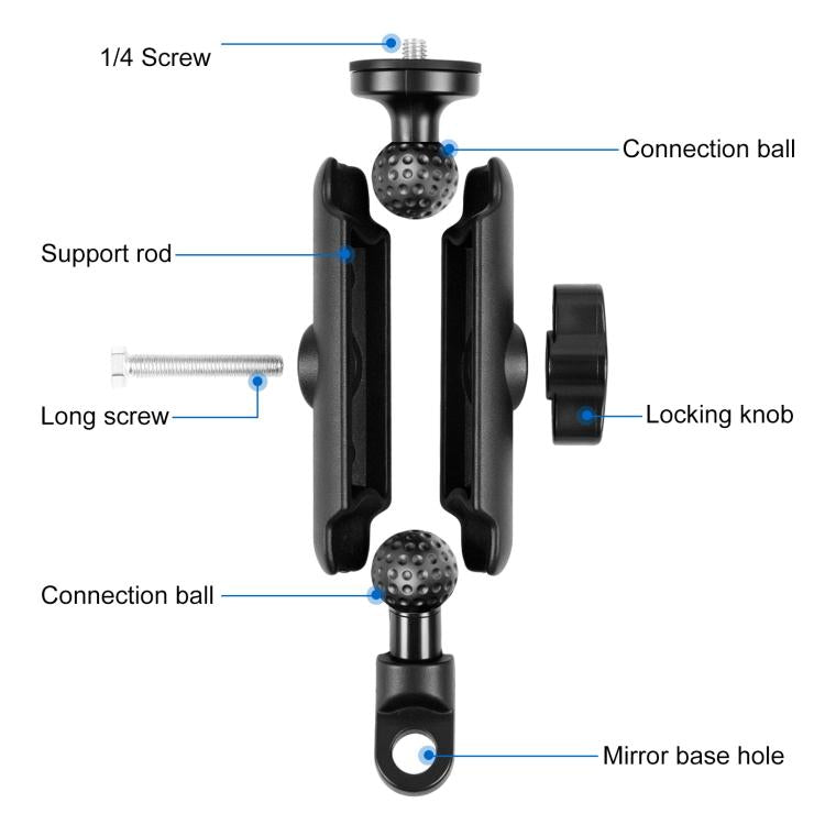 Soporte para motocicleta PULUZ, Base de espejo con orificio, montaje fijo para GoPro y otras cámaras de acción, Mirror Base Hole Mount