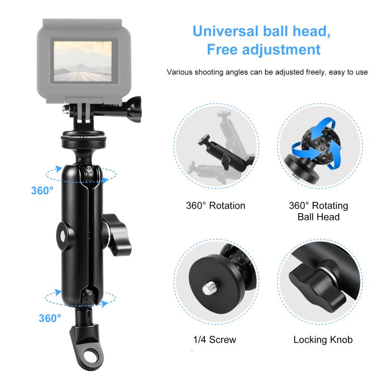 Soporte para motocicleta PULUZ, Base de espejo con orificio, montaje fijo para GoPro y otras cámaras de acción, Mirror Base Hole Mount