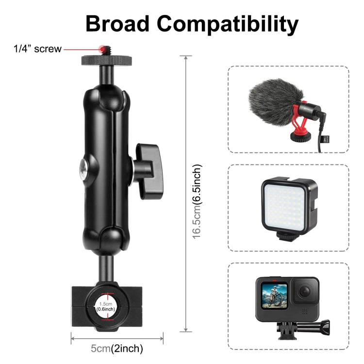 Soporte fijo para espejo retrovisor de motocicleta PULUZ para GoPro y otras cámaras de acción, Rearview Mirror Mount