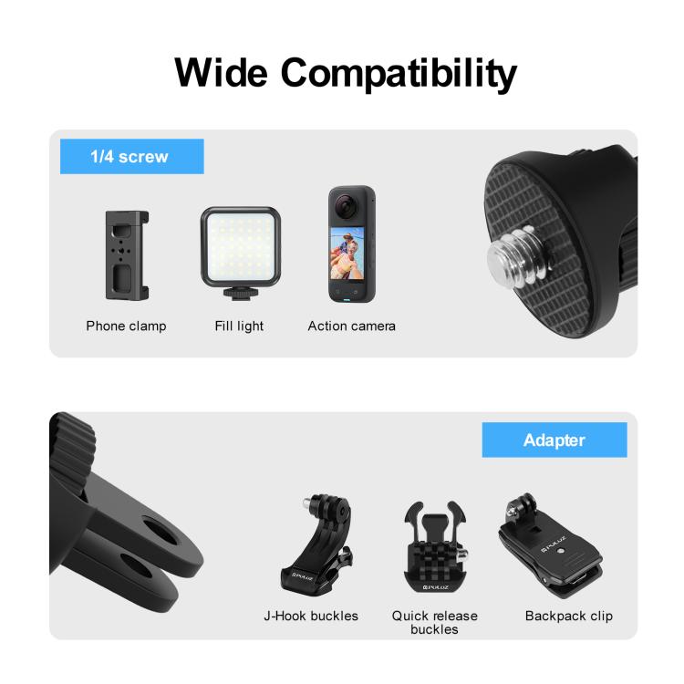 Adaptador de trípode de cámara de acción ABS ajustable con tornillo de 1/4 pulgadas PULUZ, ABS Camera Adapter