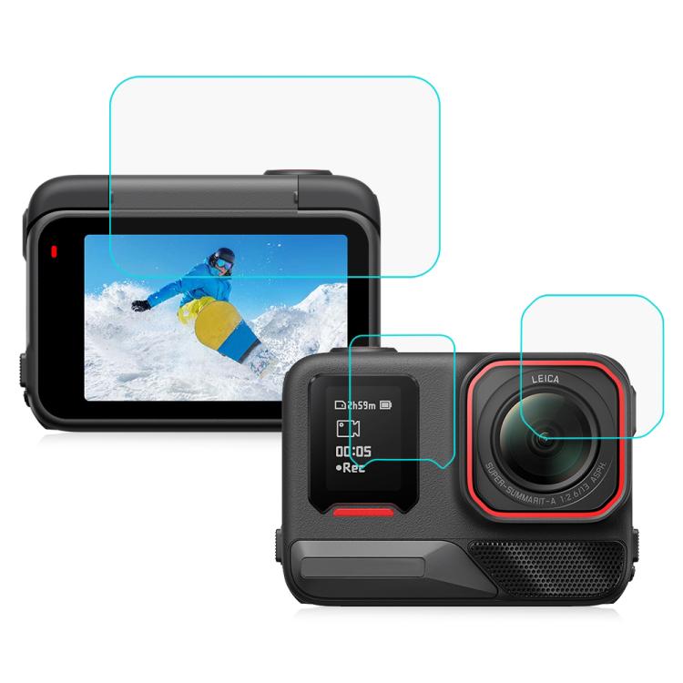 Película de vidrio templado para pantalla frontal y trasera y lente PULUZ 3 en 1 para Insta360 Ace Pro 2, For Insta360 Ace Pro 2