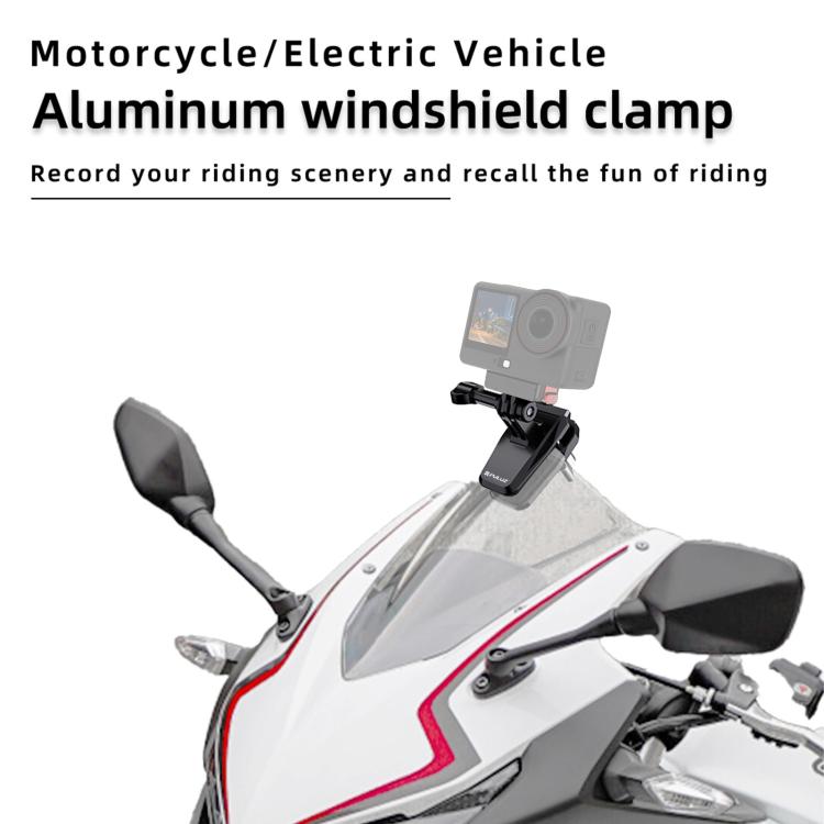 Soporte para cámara con clip para parabrisas de motocicleta PULUZ, Windshield Clip II