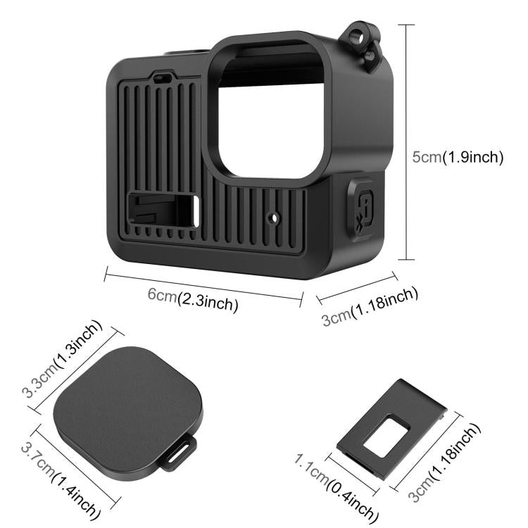 Funda protectora de silicona PULUZ para GoPro HERO 2024, cubierta de interfaz lateral con correa para la muñeca y cubierta de lente, Silicone Protective Case