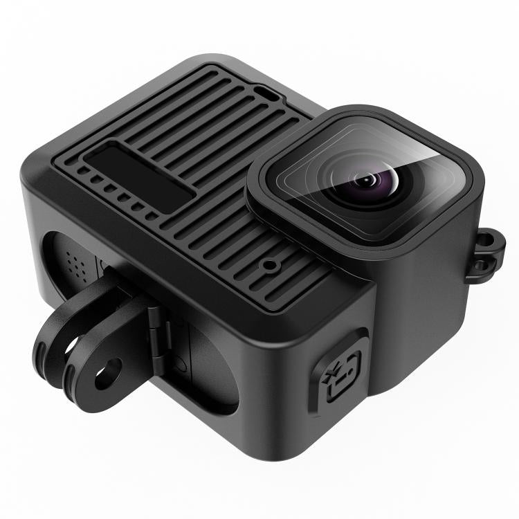 Funda protectora de silicona PULUZ para GoPro HERO 2024, cubierta de interfaz lateral con correa para la muñeca y cubierta de lente, Silicone Protective Case