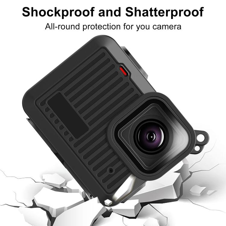 Funda protectora de silicona PULUZ para GoPro HERO 2024, cubierta de interfaz lateral con correa para la muñeca y cubierta de lente, Silicone Protective Case