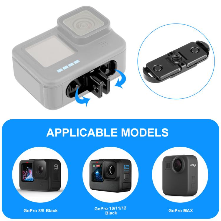 Adaptador de base plegable magnético de liberación rápida PULUZ para GoPro HERO12 Black /11 Black /11 Black mini /10 Black /9 Black /8 Black / Max, Magnetic Folding Base For GoPro HERO12 Black