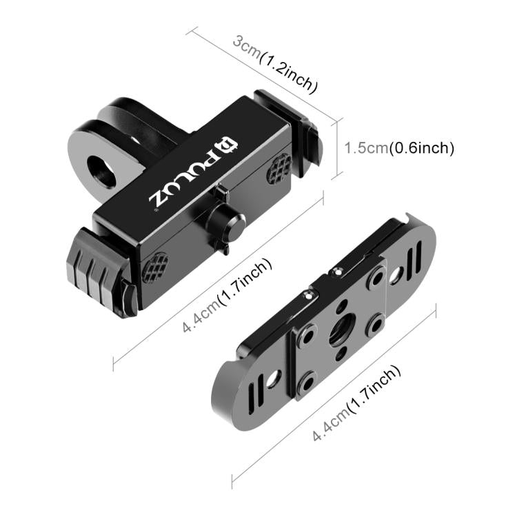 Soporte de base de dedo plegable magnético de liberación rápida PULUZ para GoPro HERO12 Black /11 Black /11 Black mini /10 Black /9 Black /8 Black / Max, Folding Finger Base Mount
