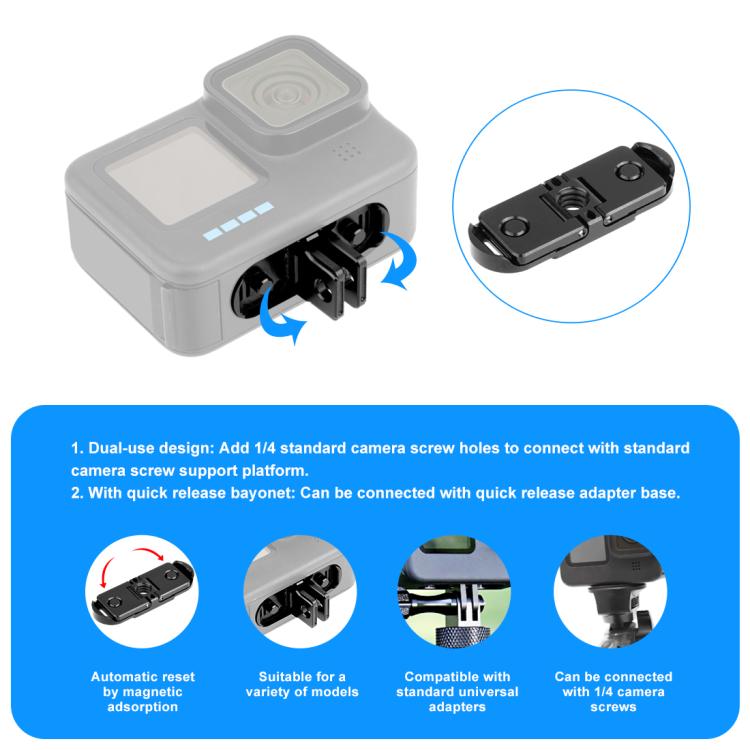 Soporte de base de dedo plegable magnético de liberación rápida PULUZ para GoPro HERO12 Black /11 Black /11 Black mini /10 Black /9 Black /8 Black / Max, Folding Finger Base Mount