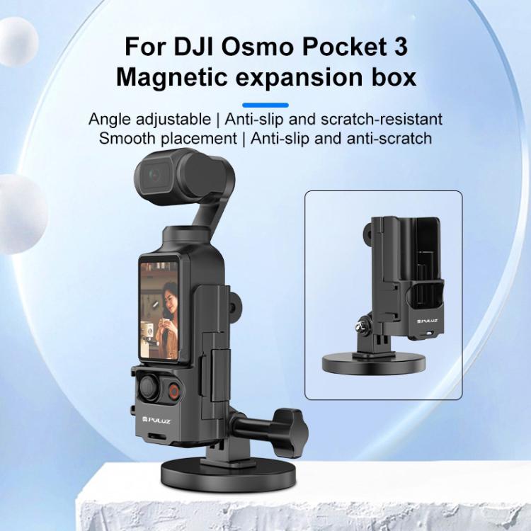 Marco protector PULUZ para DJI OSMO Pocket 3, soporte de escritorio magnético, base ajustable en ángulo, Magnetic Desktop Mount