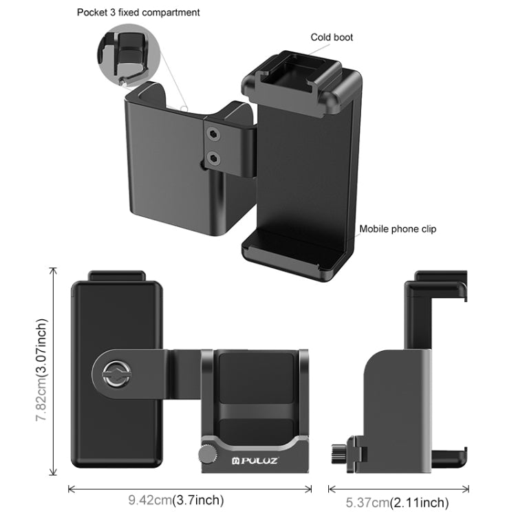 Abrazadera adaptadora para teléfono con marco protector de expansión para DJI OSMO Pocket 3 PULUZ, Phone Clamp Frame