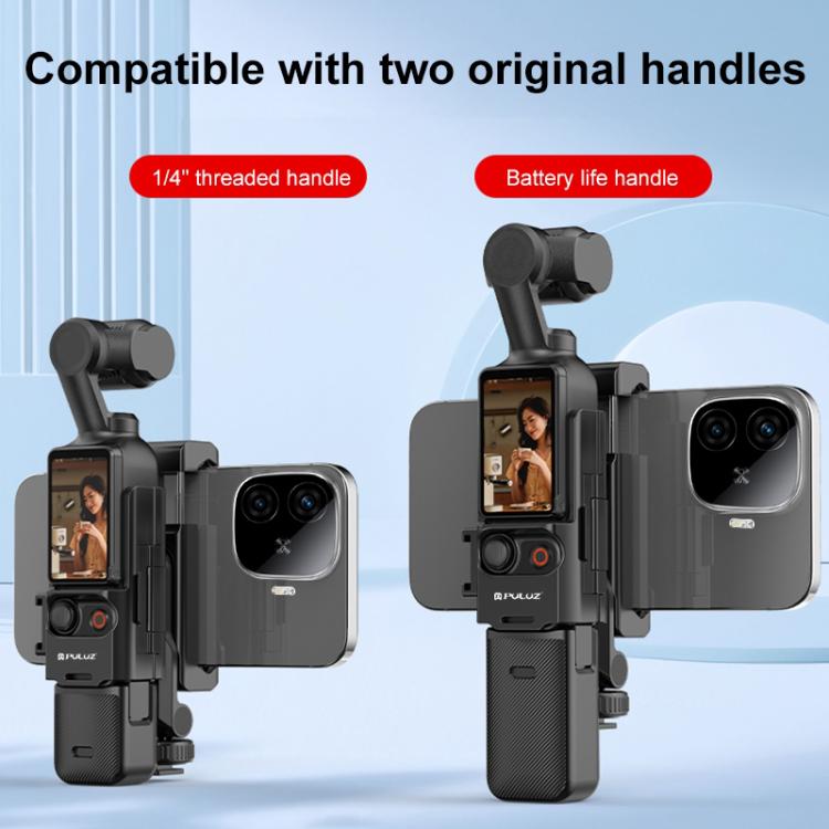 Abrazadera de expansión para teléfono con marco protector PULUZ para DJI OSMO Pocket 3, compatible con poste de trípode