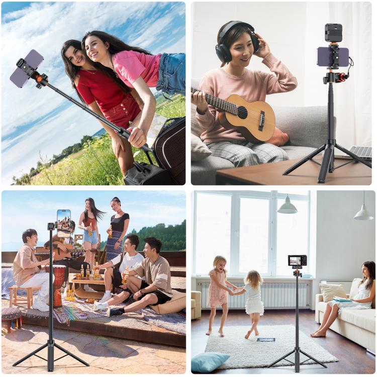 Trípode para selfies con teléfono PULUZ de 1,3 m, soporte para transmisión en vivo de vlogs con clip para teléfono, 1.4m  Phone Tripod