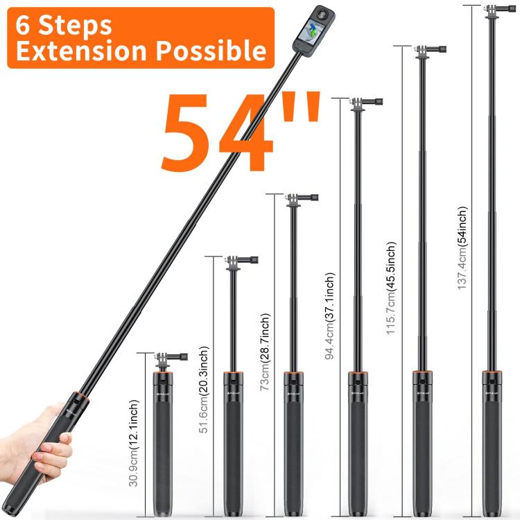 Trípode para selfies con cámara de acción PULUZ de 1,3 m, soporte para transmisión en vivo de vlogs, 1.4m Action Camera Tripod
