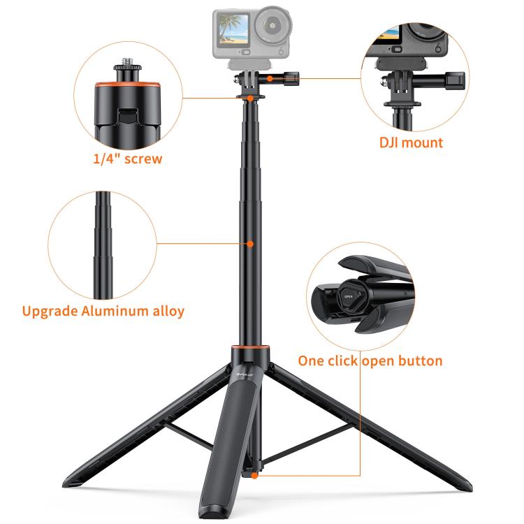Trípode para selfies con cámara de acción PULUZ de 1,3 m, soporte para transmisión en vivo de vlogs, 1.4m Action Camera Tripod