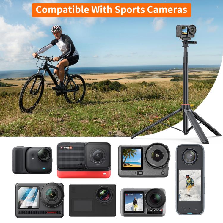 Trípode para selfies con cámara de acción PULUZ de 1,3 m, soporte para transmisión en vivo de vlogs, 1.4m Action Camera Tripod