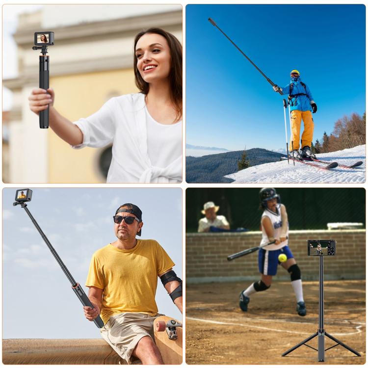 Trípode para selfies con cámara de acción PULUZ de 1,3 m, soporte para transmisión en vivo de vlogs, 1.4m Action Camera Tripod