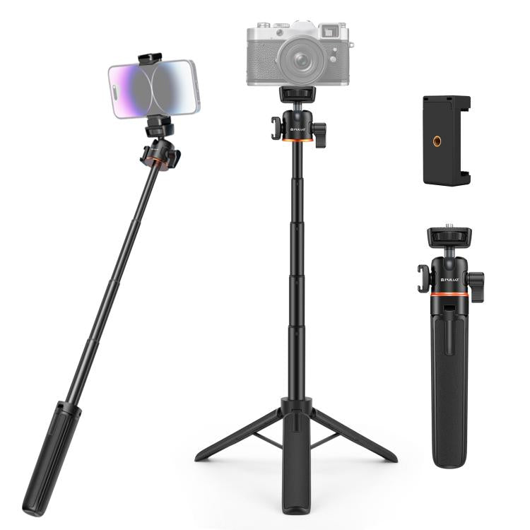 Trípode de extensión para cámara de teléfono mini PULUZ con cabezal esférico de 360 grados y zapata fría para selfies, Phone Camera Tripod