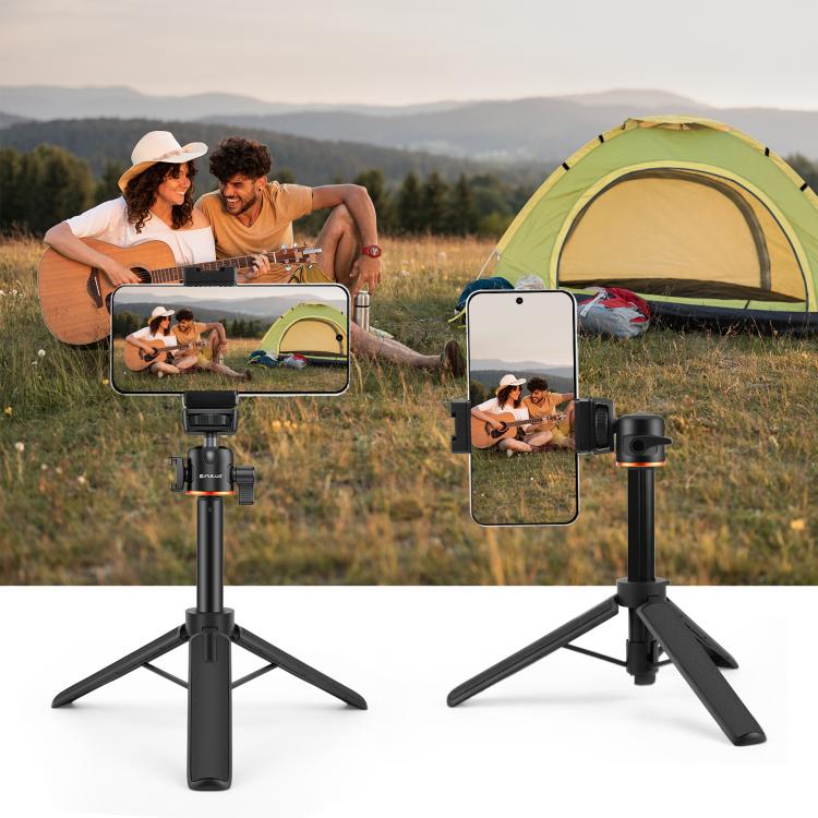 Trípode de extensión para cámara de teléfono mini PULUZ con cabezal esférico de 360 grados y zapata fría para selfies, Phone Camera Tripod