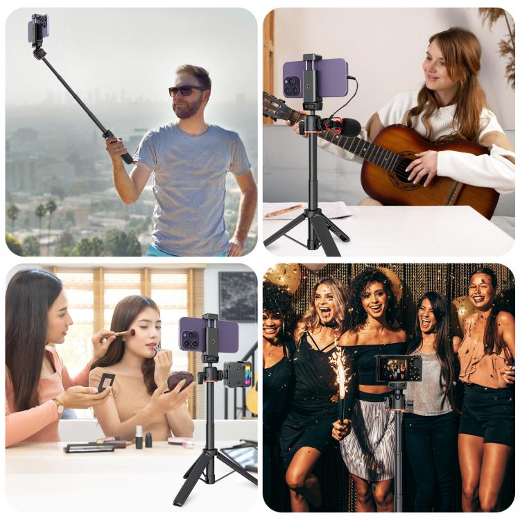Trípode de extensión para cámara de teléfono mini PULUZ con cabezal esférico de 360 grados y zapata fría para selfies, Phone Camera Tripod