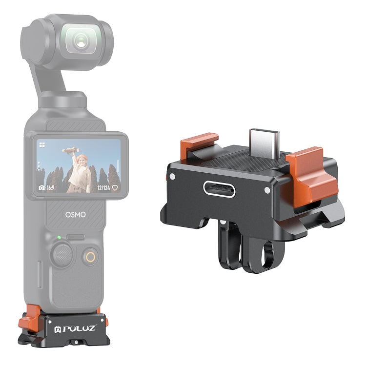 Adaptador de montaje de liberación rápida para base de carga tipo C PULUZ para DJI Osmo Pocket 3, Type-C Charging Base